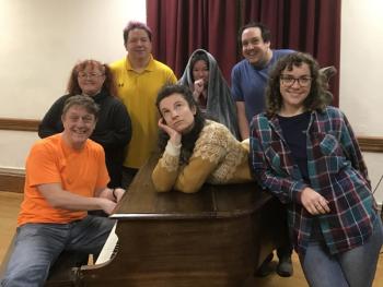 The cast of Watts Hall Community Players’ You’re A Good Man Charlie Brown: Back from left, Tabitha Fillion as the Little Redhaired Girl, Brad Fillion as Charlie Brown, Stefanie McAllister as Linus, Andrew Lipman as Snoopy. Front from left, James Cook as Schroeder, Lisa Millette as Lucy, Emma Theobalds as Sally. (Photo courtesy Watts Hall Community Players)