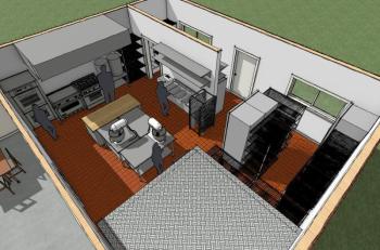 Artist’s rendition of kitchen looking down. Photo courtesy Nancy Wood