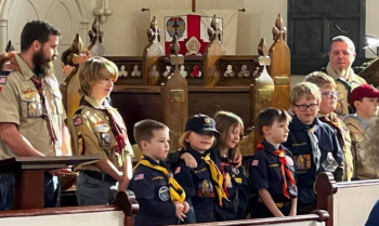 Gardiner: At Christ Church Episcopal were members of Pack and Troop 672. Scott St Amand, Cody St. Amand, Waylon Hopkins, Delilah Howard, Avrilynn St. Amand, Sawyer Guilmette, Blake Fitzherbert, Joshua Riddle, Drew Riddle, and Drew Hill. (Photo courtesy Chuck Mahaleris)