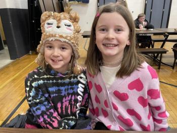 Hazel Dare and Swayze Prior are all smiles on Peace, Love, and Kindness Day. (Photo courtesy Thomaston Grammar School)