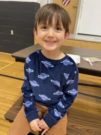 Milo Fisher sports school colors on Friday. (Photo courtesy Thomaston Grammar School)