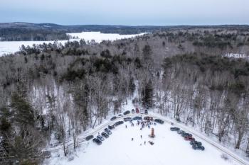 Those opposed to metal mining explorations gathered at the Pour Farm in Union, Feb. 25. (Photo courtesy Sean Carnell)