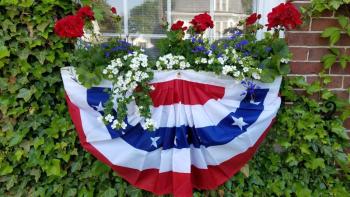 The Long Funeral Home, with bunting. (Photo courtesy Long Funeral Home)