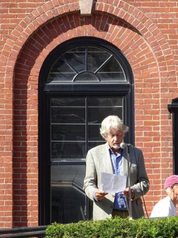 Jay Davis gave remarks regarding the history of Belfast. (photo by Erica Thoms)
