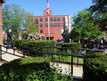 Mayor Sanders was the last speaker, who offered his remarks before unveiling the new plaque at City Hall. (photo by Erica Thoms)