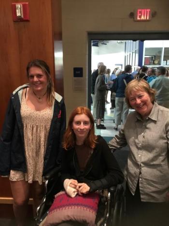 Althea Dayhoof (University of Maine, Orono) and Willow McConachie (University of Maine, Orono), pose Marilyn McWilliams, Rockport Garden Club Scholarship Committee. Delia Cognard is not pictured.
(Photo courtesy Marilyn McWilliams)