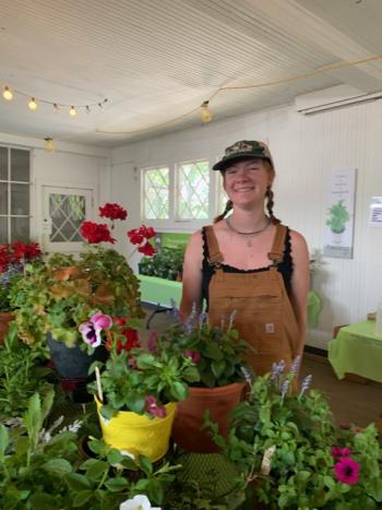 Allison Gill, former scholarship recipient, worked at the RGC Annual Plant Sale. (Photo courtesy Rockport Garden Club)
