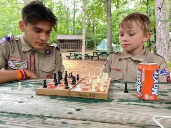 Harrison Garcia and Zavier Mason enjoy a game of chess. (Photo courtesy Jared Todd)