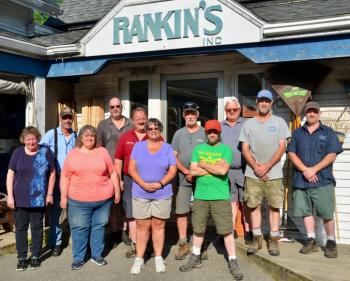 The crew outside Rankin’s Hardware and Supply. (Photo by Lynda Clancy)