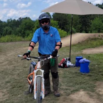 There was plenty of adventure at the National Jamboree ranging from rock climbing to white water rafting to zip lining. Here Will Barry of Saco prepares for Mountain Biking. (Photo courtesy Chuck Mahaleris)