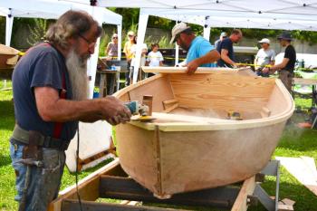 Boatbuilding Challenge Bearded Boatbuilder. (Photo courtesy Phil Carthage, Belfast Rotary Club)