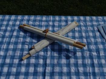 The two scrolls used to allow Passy Pete to choose the proper prediction. (photo by Erica Thoms)