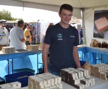 Sean Beacham handles the sales of soap.