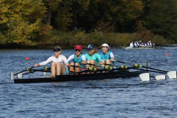 2023 Head of the Charles, Directors' Challenge Women's Quads, Sharon Wienbar, Renata Perry, Polly Saltonstall, Stephanie Lash (Photo by Sport Graphics)