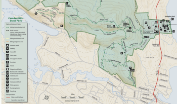 Camden Hills State Park trail map, courtesy Maine Dept. Agriculture, Conservation and Forestry
