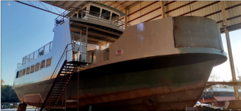 Construction of the Charles Norman Shay. (Photo courtesy Maine Department of Transportation)