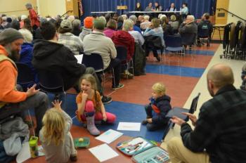 Art projects were started while the grown-ups were considering the moratorium. (Photo by Lynda Clancy)