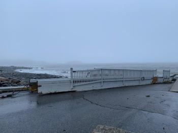 A pier has been dragged up onto Steamboat Landing, in Camden.