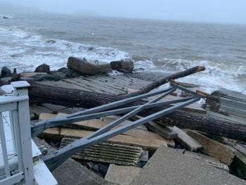 At Steamboat Landing, in Camden, there is nothing but broken piers, upturned granite and concrete ramps, and rubble.