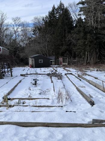 The garden and the chicken house await Spring. (Photo by Tracee O’Brien)