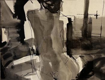 Christine Aston’s ink wash nude is among the works you’ll see at the BRAF “Mainely Nude” exhibition opening Feb. 17. Courtesy of the venue