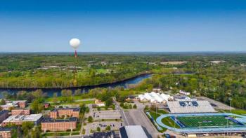 A balloon launched by members of the UMaine High Altitude Ballooning program from Orono in May. The program will be conducting a launch during the total solar eclipse on April 8.