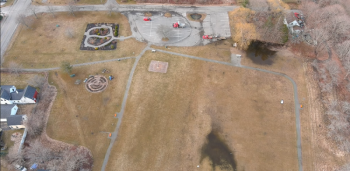 City Council viewed a drone picture taken by Horch Roofing for the Rockland Rotary Club. The playground will encompass the upper left corner of the MacDougal Park field.