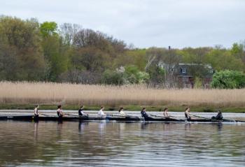 Girls coxed 8 at Neponset. Ruth Weiss cox, Adella Brainerd, Laura Riordan, Marguerite Worner, Flynn Layton, Flora Gurdon, Leanna Talty, Leona Bournival, Tucker Beynart (Photo courtesy Kevin Brown)