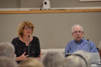 Rockport Select Board Chair Denise Munger and Rockport Wastewater Task Force chair Bill Bow.