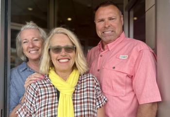 Patrisha McLean, CEO and Founder of Finding Our Voices, with Laurie and Gary Rairdon, who started the WestbrookStrong race to commemorate their son Matthew. (Photo courtesy Finding Our Voices)