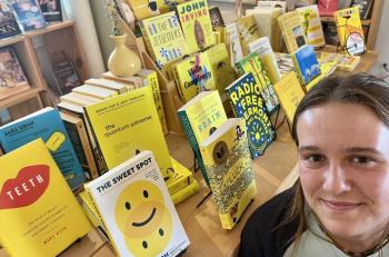 All proceeds from all yellow books at Barnswallow Books go to Finding Our Voices in July!