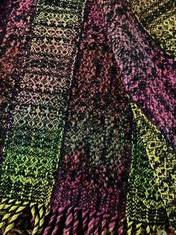 Christina Bliss, "Jewel Tone Shawl", cotton. (Photo courtesy Arts In The Barn/ Cushing Historical Society)