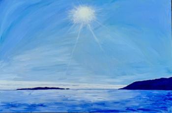 Jim Lynch, "Approaching Monhegan", oil. (Photo courtesy Arts In The Barn/ Cushing Historical Society)