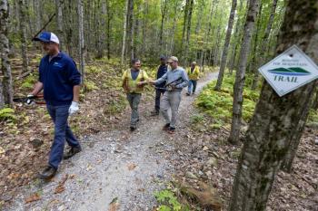 Maine Water convened about 20 volunteers to work on the Round The Mountain trail on Friday, September 20. (Photo courtesy Coastal Mountains Land Trust) Maine Water convened about 20 volunteers to work on the Round The Mountain trail on Friday, September 20. (Photo courtesy Coastal Mountains Land Trust)