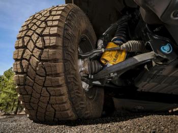 The Multimatic jounce damper at the right front wheel, part of the ZR2’s specialized off-road suspension. The 33-inch knobbies provides a surprisingly quiet and comfortable ride on pavement.