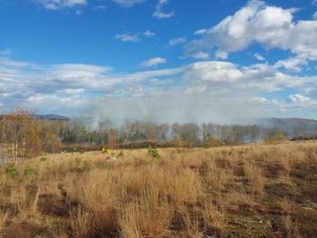 Forest Ranger Tim Kjellman responded to the fire and helped with size up and suppression. (Photo by Tim Kjellman) Forest Ranger Tim Kjellman responded to the fire and helped with size up and suppression. (Photo by Tim Kjellman)