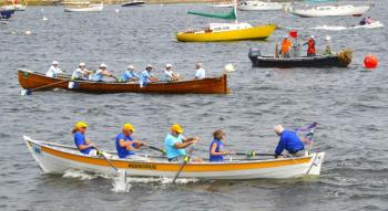 Four-oar and six-oar gigs raced in Come Boating!’s regatta at the at the 17th annual Belfast Harbor Fest, hosted by Belfast Rotary Club, on Aug. 18. Four-oar and six-oar gigs raced in Come Boating!’s regatta at the at the 17th annual Belfast Harbor Fest, hosted by Belfast Rotary Club, on Aug. 18.