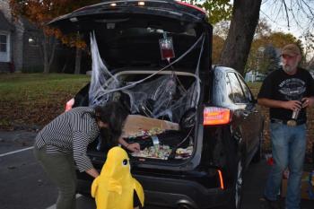 Decorations in this trunk include a corpse and blood. (Photo by Sarah Thompson)