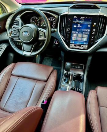 The Ascent Touring has the poshest and most comfortable Subaru interior yet, and this crisp, large Starlink infotainment monitor is easy to suss out. Rather than a button or dial on the console, touchpads on the screen select the drive modes. There’s also a scanning nanny that keeps an eye on where the driver is looking and provides a figurative elbow to the ribs if one’s attention wanders.