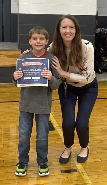 Principal’s Award Winner, Trenton Adams, and Principal, Ainslee Riley.