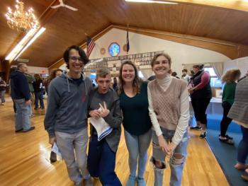 2023 Community Auction. Trekkers alums from the class of 2021, return to support current students. Pictured left to right Ryker Weaver, Corbin Farnham, Harriet Yankura, Mo Mitchell. (Photo courtesy Trekkers)