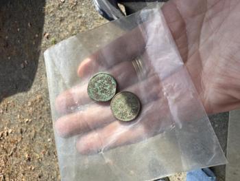 Civil War era pennies found in the quarry. (Photo by Ed O’Brien) Pennies