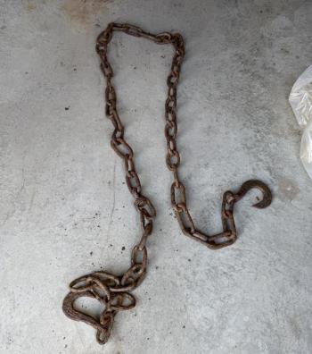 A length of chain uncovered in the quarry. (Photo by Ed O’Brien) Chain