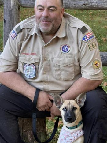 Jason Bailey, Troop Committee Chair of Warren Troop 254, spent time hanging out with Maria, one of the mascots of the camporee. Jason Bailey, Troop Committee Chair of Warren Troop 254, spent time hanging out with Maria, one of the mascots of the camporee.