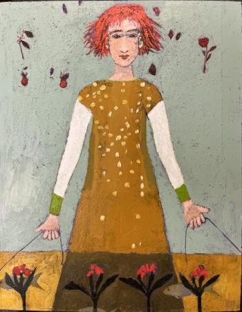 Fish Walker 111, oil on panel 2024 by Sheep Jones. (Photo courtesy Belfast Free Library)