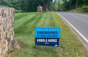 Kamala Harris signs that were stolen from a Camden front yard this past week. Kamala Harris signs that were stolen from a Camden front yard this past week.