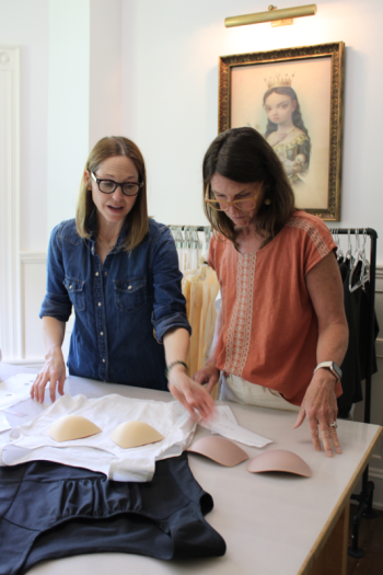 Tracy Friden and Becky Johnson, at work at FlatWear Clothing, in Camden. (Photo courtesy FlatWear Clothing) Tracy Fine and Becky Johnson, at work at FlatWear Design, in Camden. (Photo courtesy FlatWear Design)