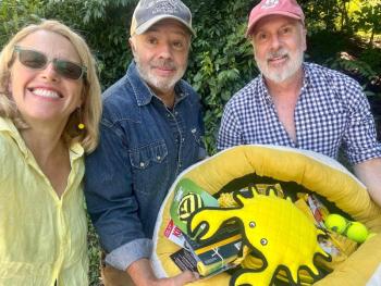Frank and Matthew of Camden, here with Patrisha McLean, won the “Into the Light!” Selfie-Raffle Pet Basket, with treats donated by Maine Dog, Loyal Biscuit, and Creative Creations. Money raised through “Into the Light!” will pay for items to rescue pets from domestic abuse, in addition to bringing safety to women and children. (Photo by Finding Our Voices) Frank and Matthew of Camden, here with Patrisha McLean, won the “Into the Light!” Selfie-Raffle Pet Basket, with treats donated by Maine Dog, Loyal Biscuit, and Creative Creations. Money raised through “Into the Light!” will pay for items to rescue pets from domestic abuse, in addition to bringing safety to women and children. (Photo by Finding Our Voices)