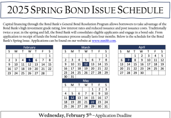 Maine Bond Bank Spring 2025 schedule (Image originates at the Maine Bond Bank. mmbb.com) Maine Bond Bank Spring 2025 schedule