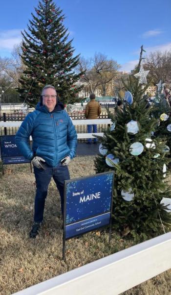 2024 Maine Teacher of the Year Joshua Chard recently represented Maine at the 102nd National Christmas Tree display in Washington, D.C. (Photo courtesy Maine Department of Education) 2024 Maine Teacher of the Year Joshua Chard recently represented Maine at the 102nd National Christmas Tree display in Washington, D.C. (Photo courtesy Maine Department of Education)